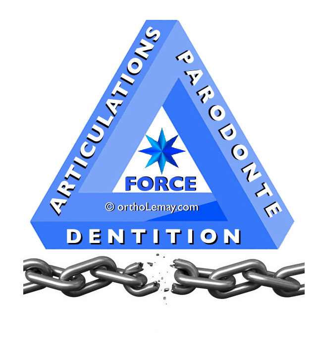 Il existe une relation entre la dentition, le parodonte et les articulations temporo-mandibulaires (ATM) et lorsqu'un stress les affecte, le maillon le plus faible de cette chaîne cédera.